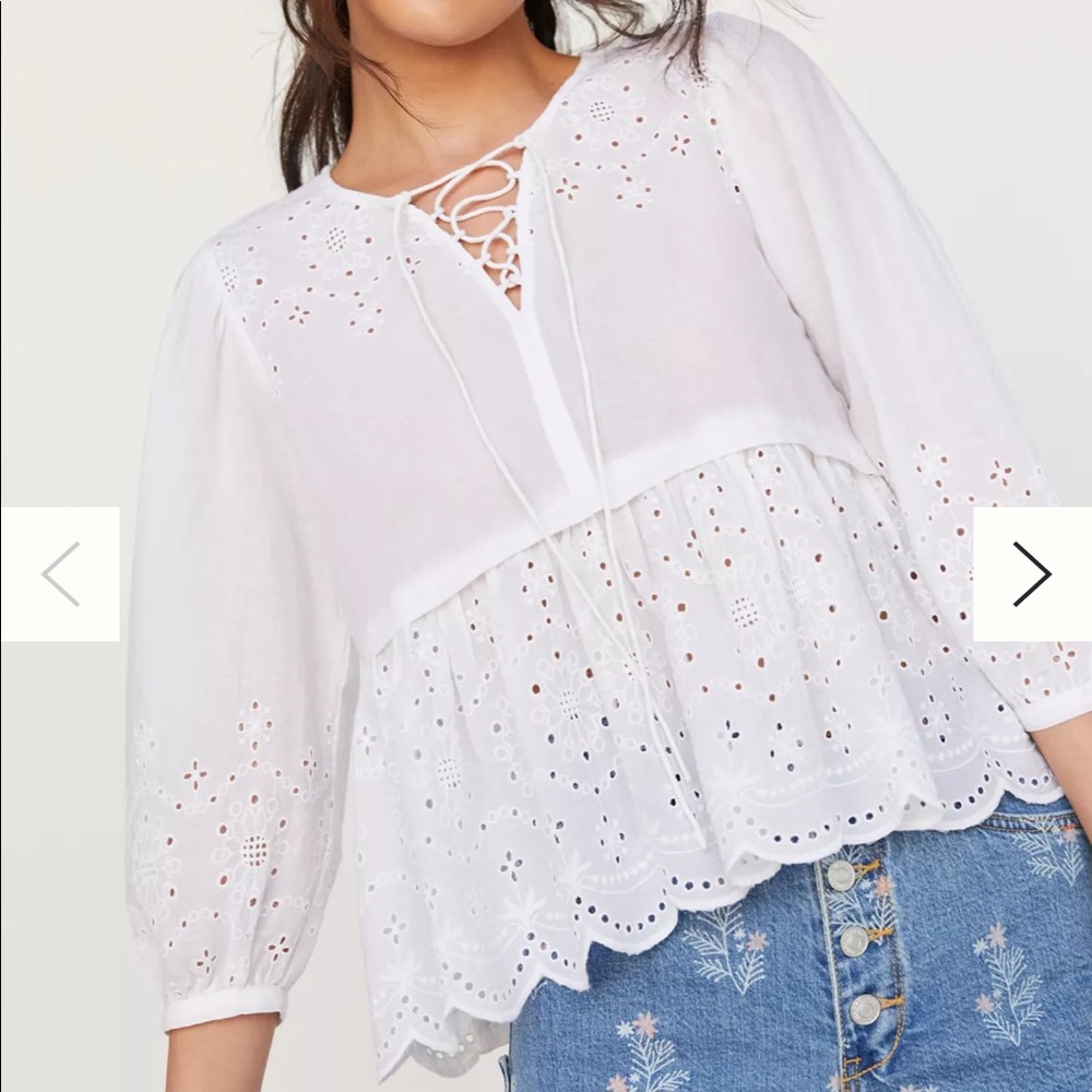 Dolan eyelet babydoll white top
